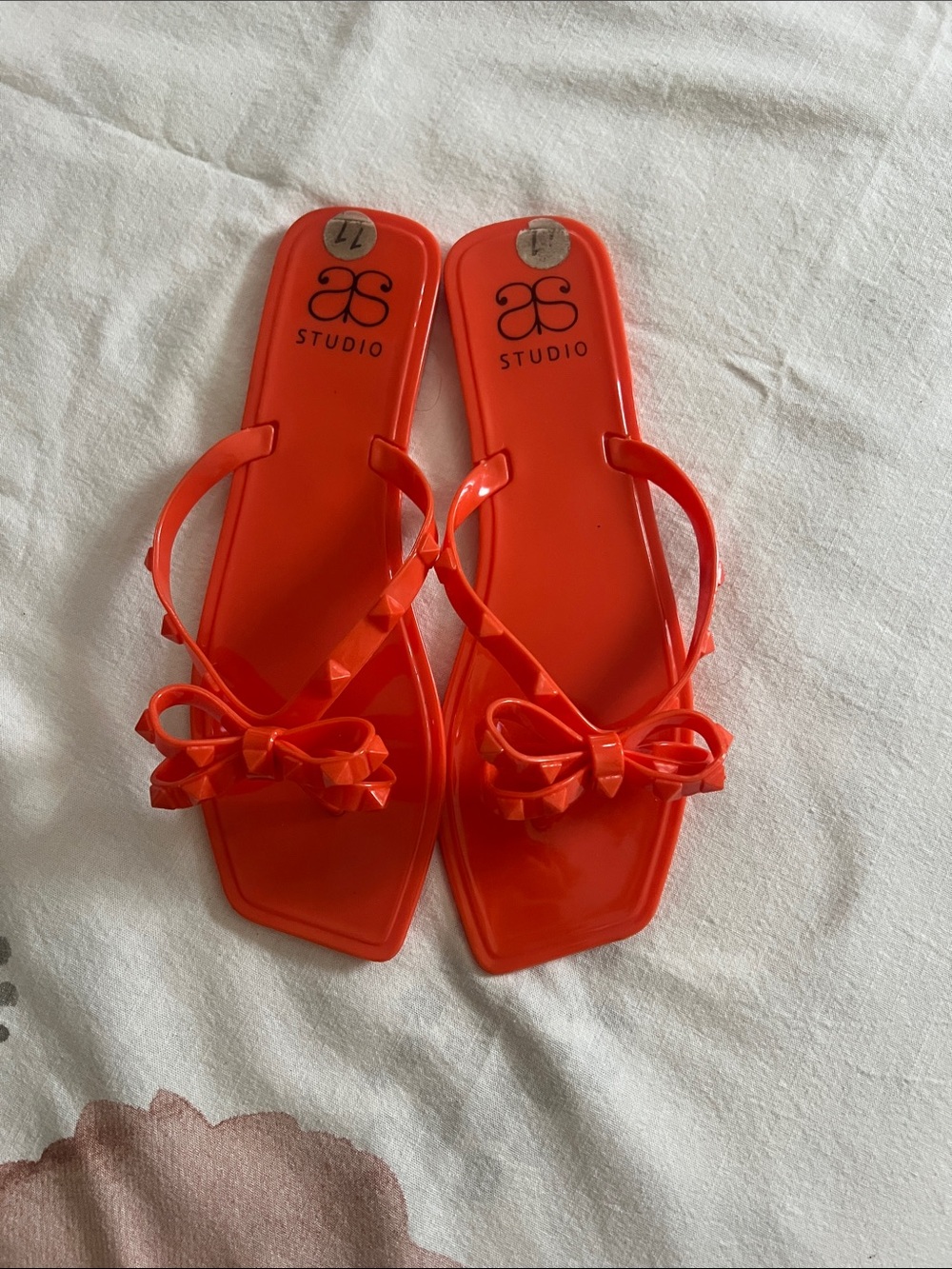 Orange Bow Slide Sandals